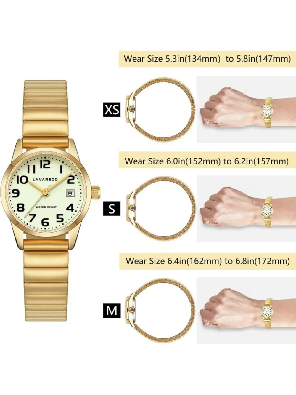 Elegant Gold Watch for Women - Small Wrist, Stainless Steel Expansion Band